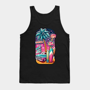 80s surf time surfing Tank Top